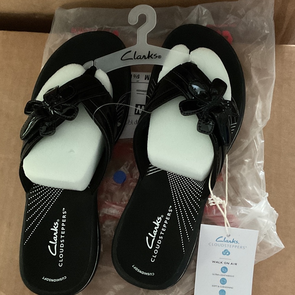 Clarks Women's Black Slide Sandals